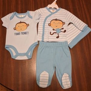 Newborn Funny Monkey 4 Piece Layette
